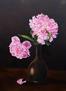 Pioenrozen olie op paneel 30 x 40